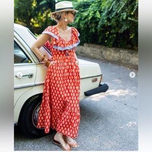 J.Crew Flutter V-neck Maxi Dress in Classic Block Print Size 0